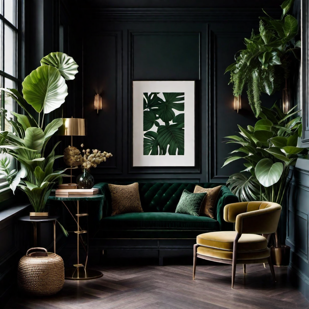Botanical Haven: Dark Moody Home Decor with Greenery
