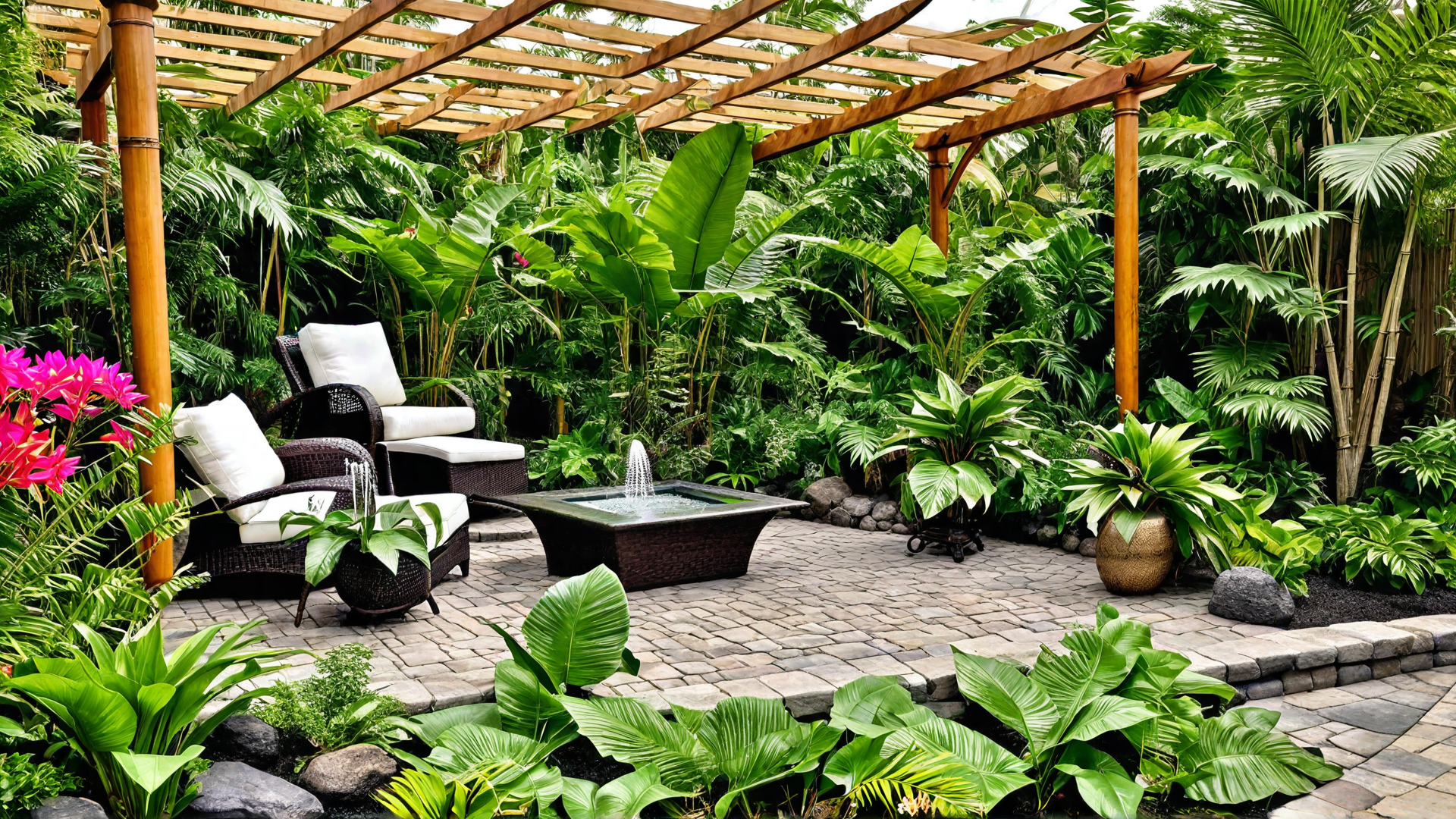 Tropical Oasis: Lush Greenery Surrounding Patio