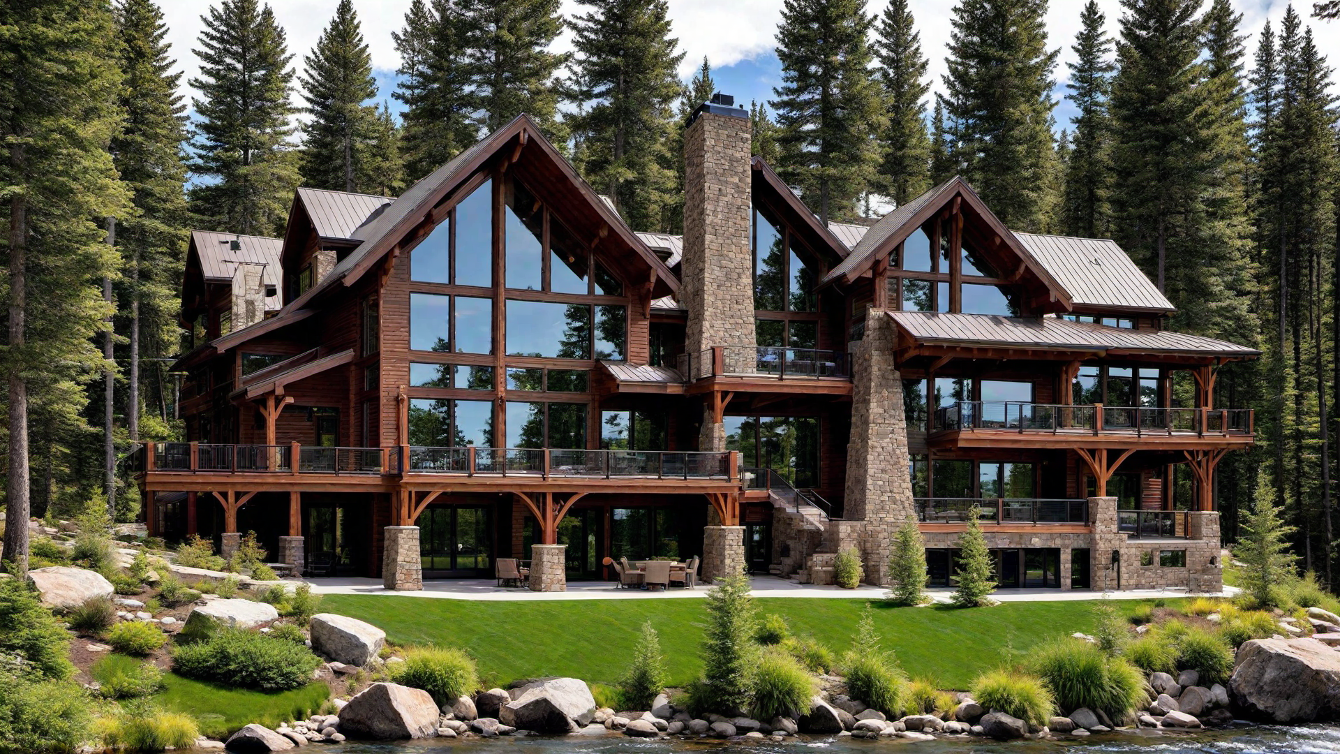 Mountain Lodge with Large Picture Windows