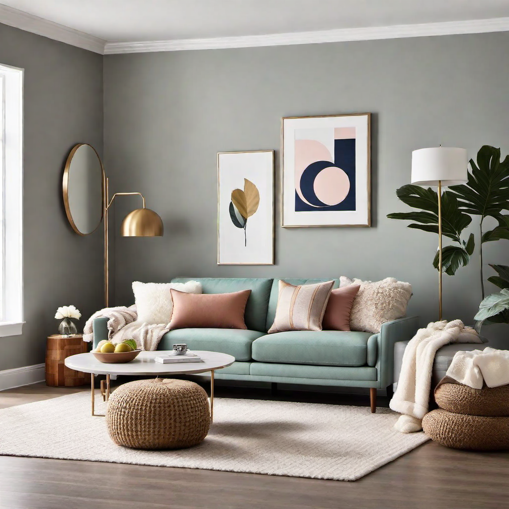 Soft Textures: Cozy Home Living Room with Plush Throws