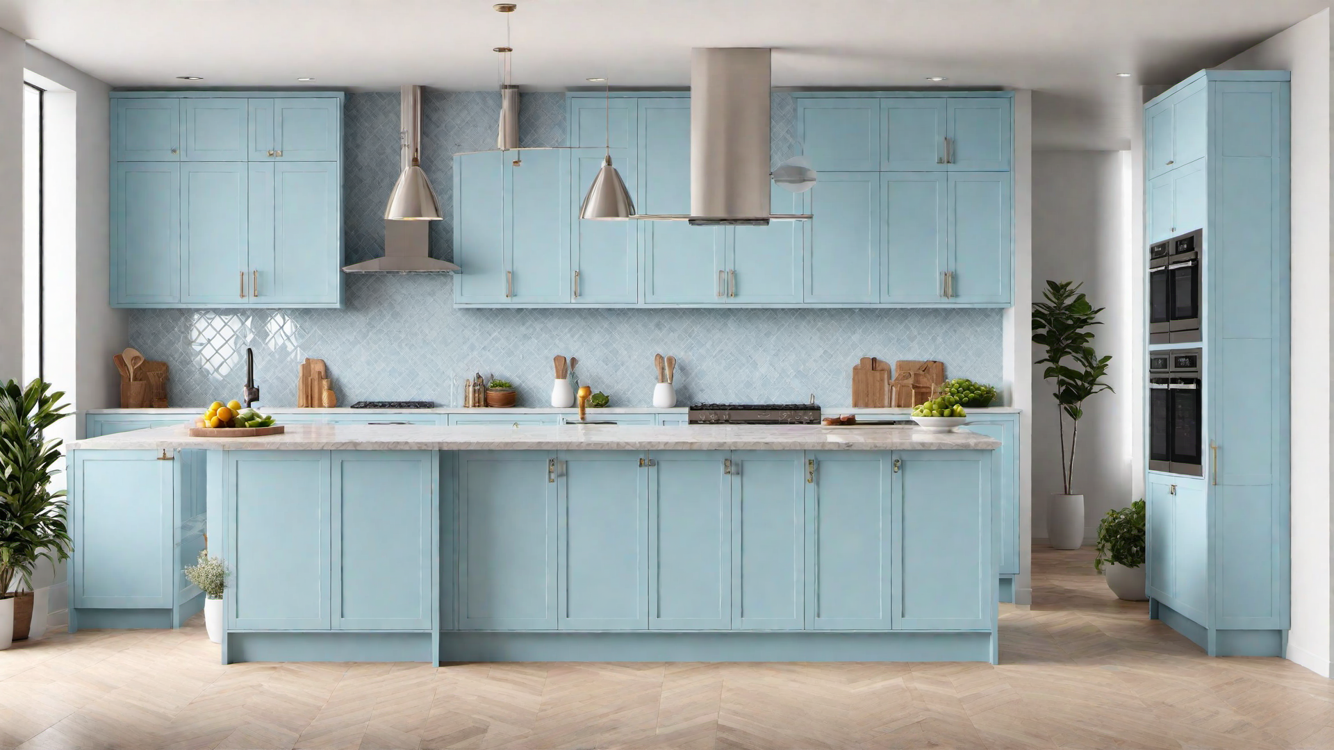 Minimalist Charm: Light Blue Kitchen Cabinets