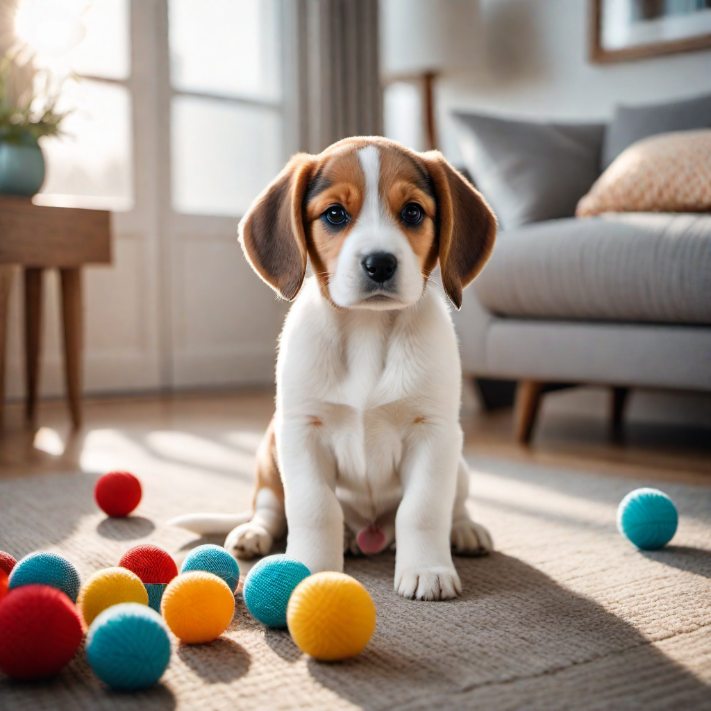 Cute Beagle Puppy Posing with a Toy