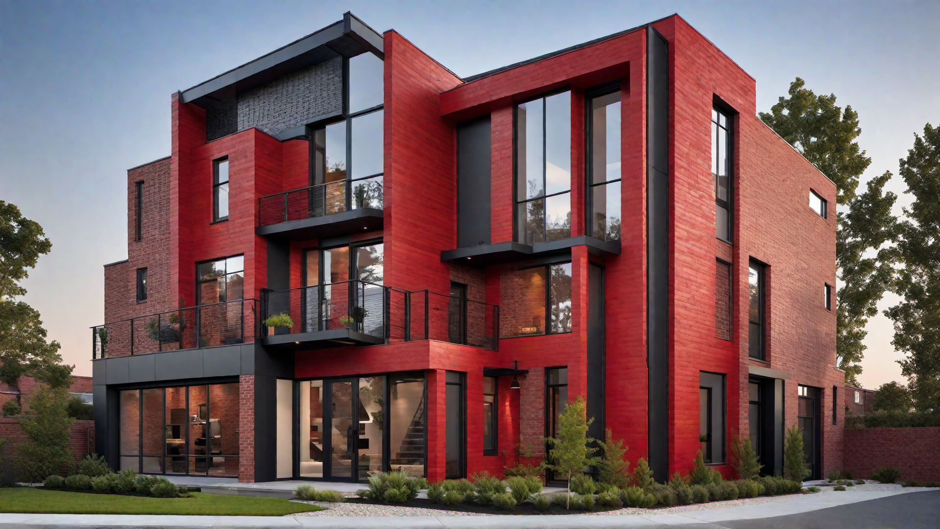 Urban Red Loft Apartment Building