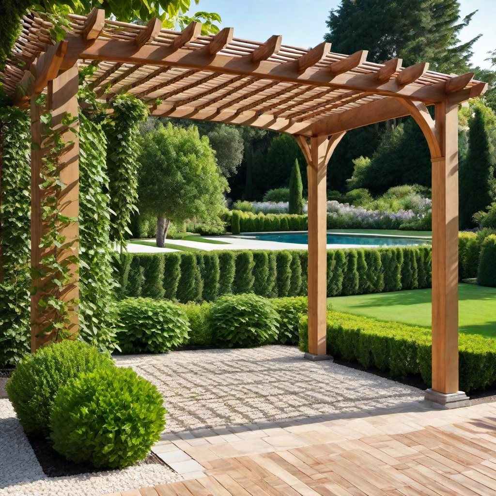 Timeless Beauty: Wooden Pergola with Climbing Vines
