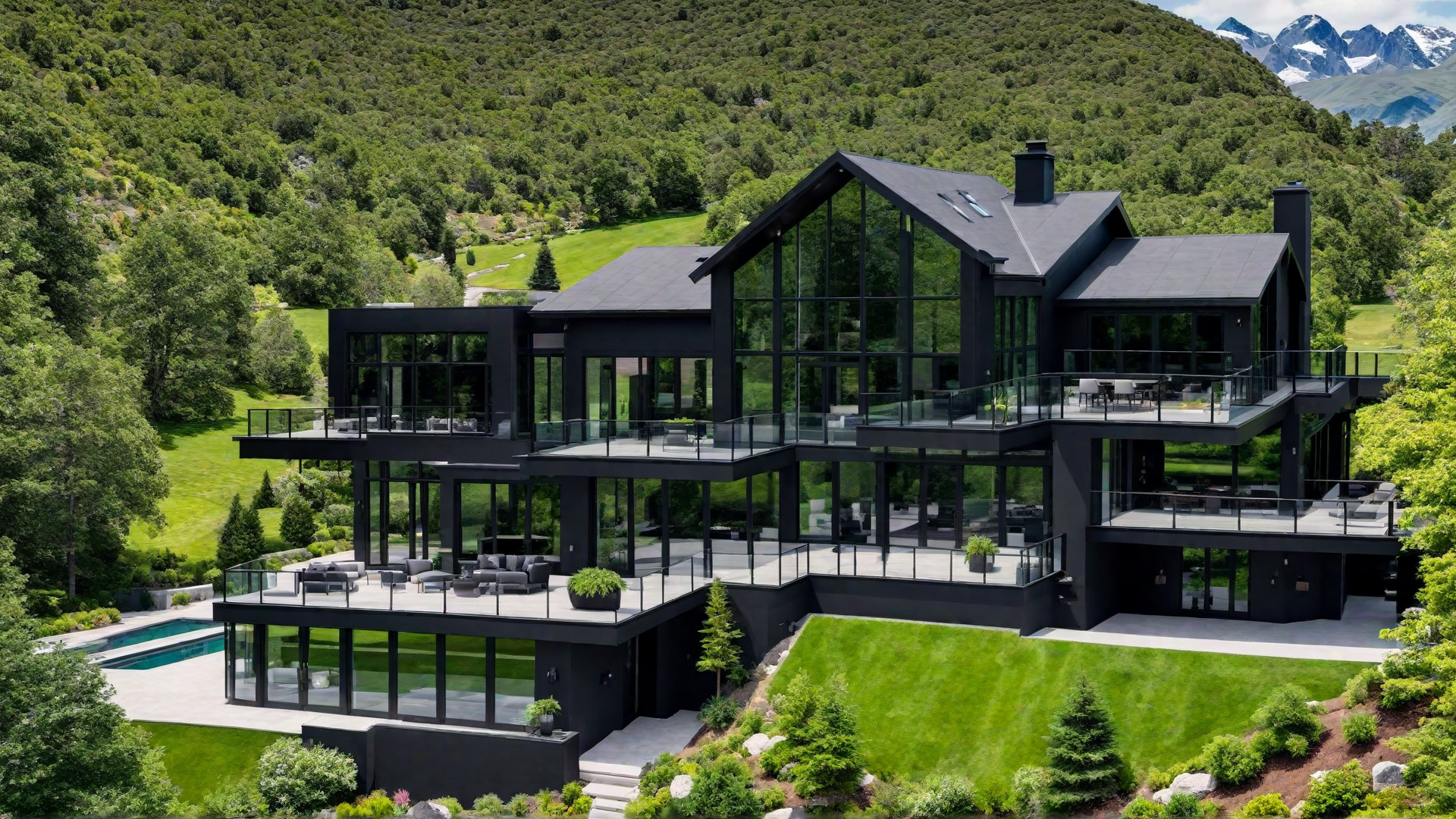 Grand Views: Black Home Nestled in Scenic Locations