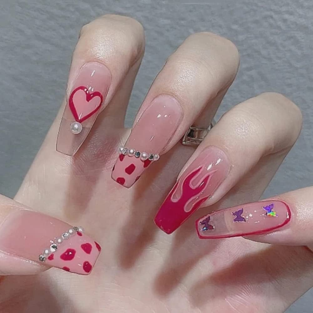 FULANSI Valentine's Day Acrylic Nails