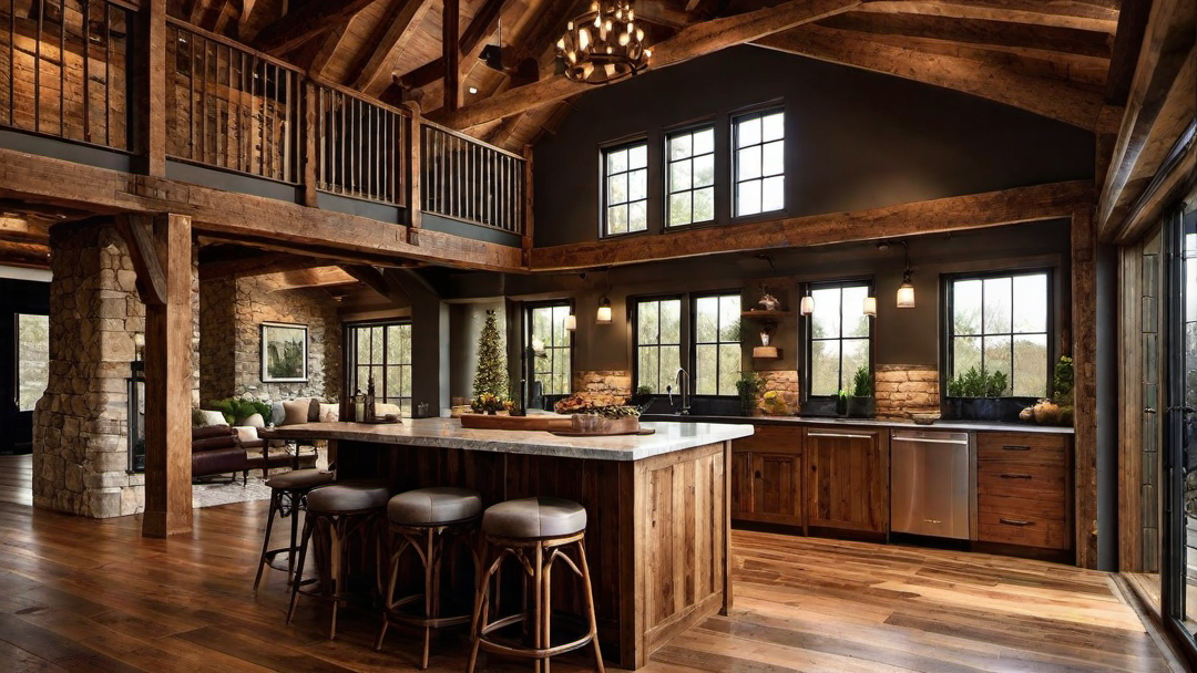 Rustic Elegance: Exposed Wooden Beams and High Ceilings
