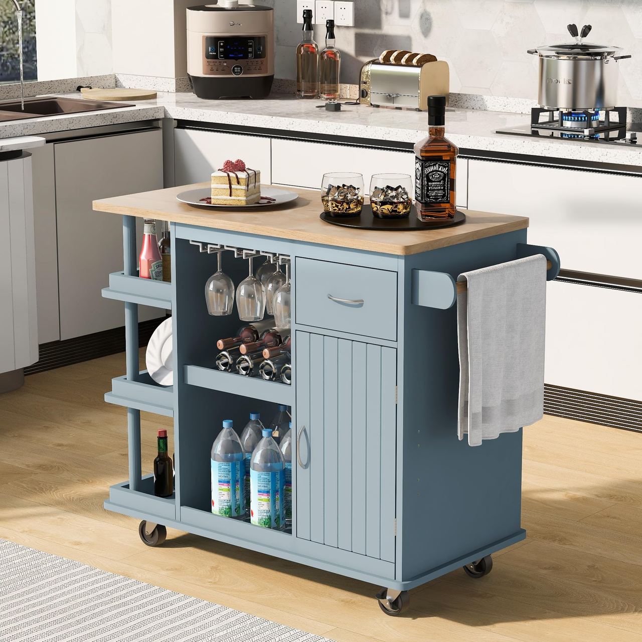 Kitchen Island with Wine Rack