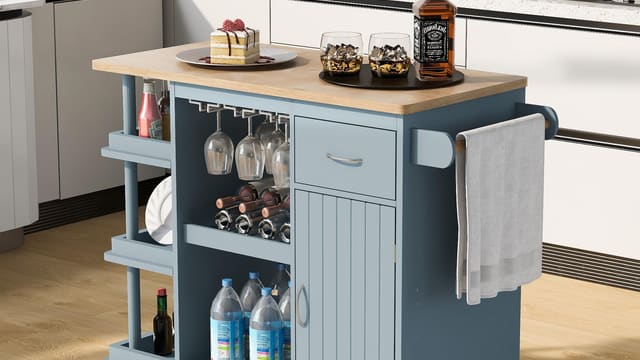 Kitchen Island with Wine Rack