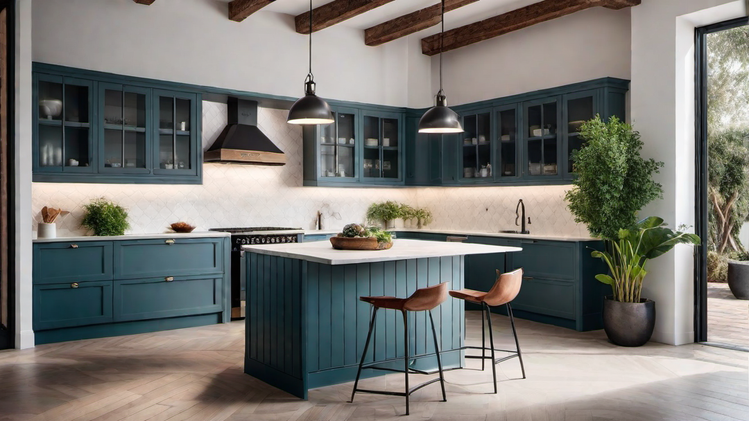Whitewashed Elegance: Mediterranean Kitchen with Light Cabinets