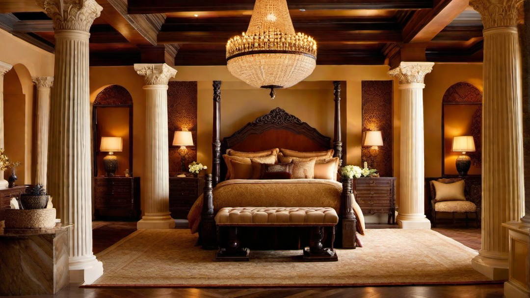 Mediterranean Pillars: Grand and Stately Bedroom Columns