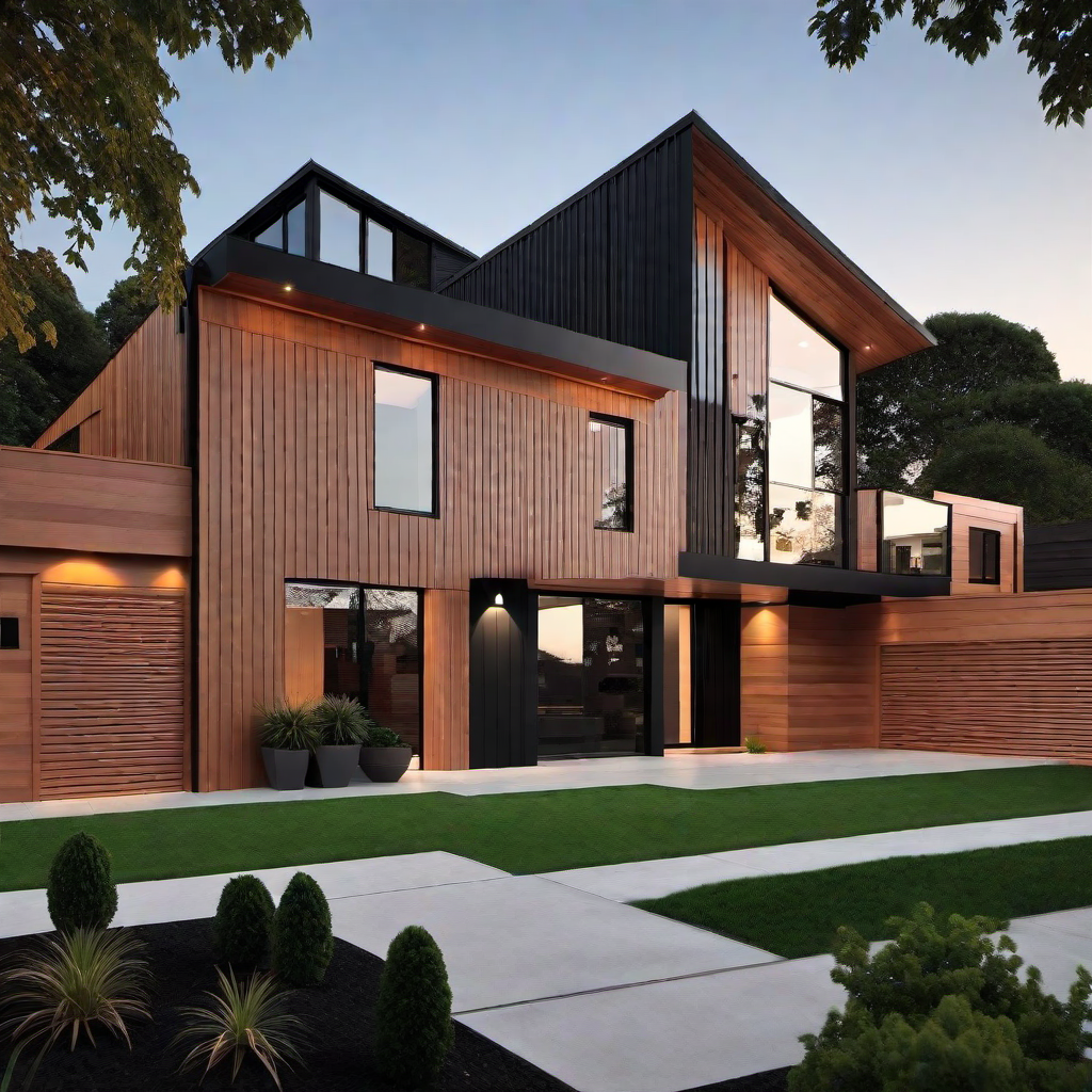Stylish Facade: Cedar and Black Home Exterior Combinations