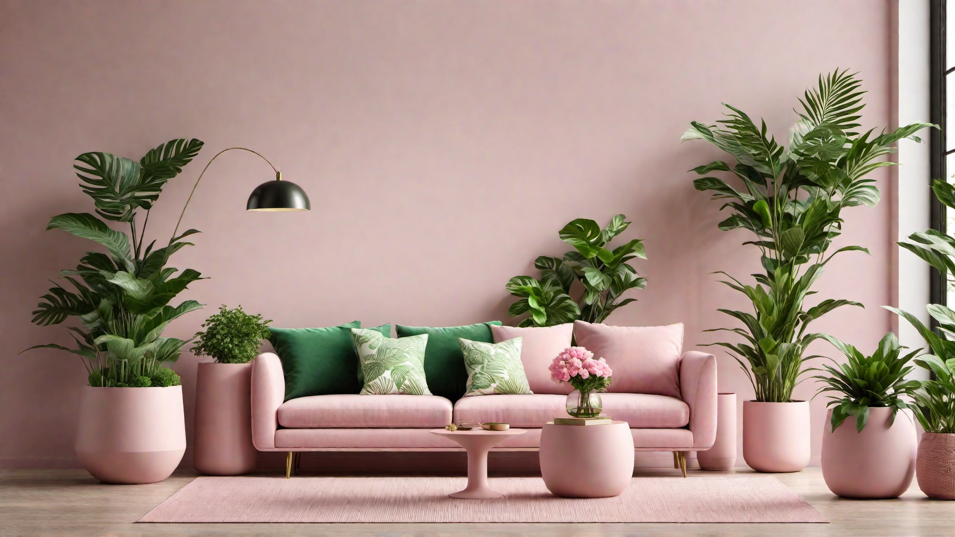 Botanical Beauty: Pink Planters and Greenery