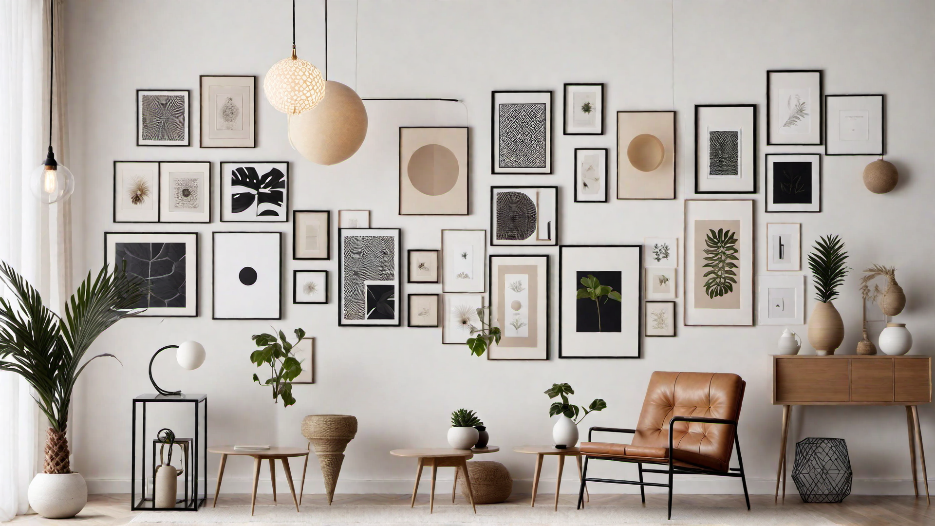 Artistic Flair: Beige Gallery Wall in Creative Space