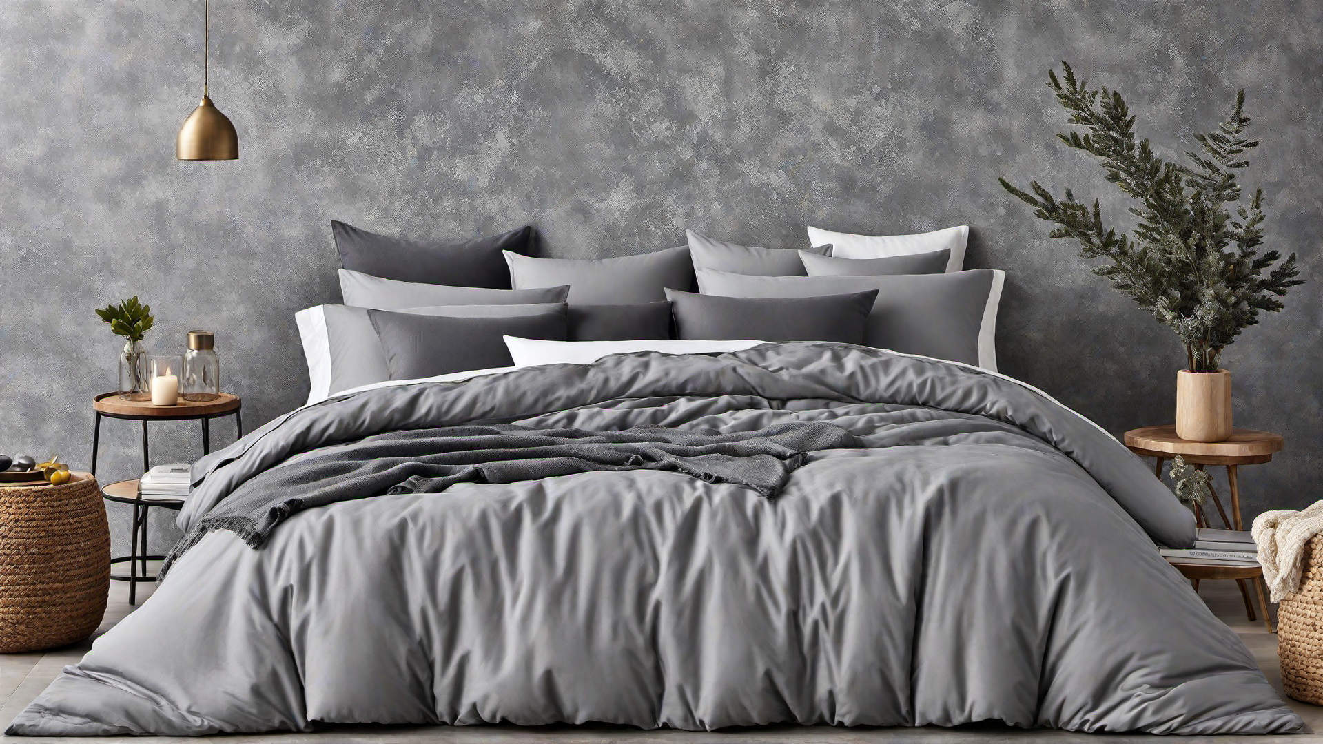 Grey Bedding and Throws for Layered Textures in a Bedroom