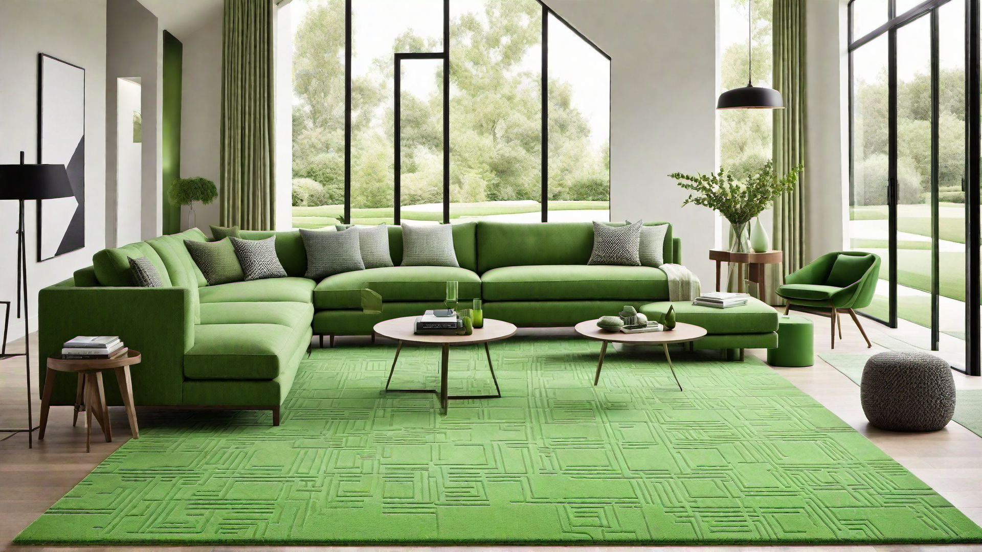 Green Geometry: Geometric Patterns in Green Rugs and Carpets