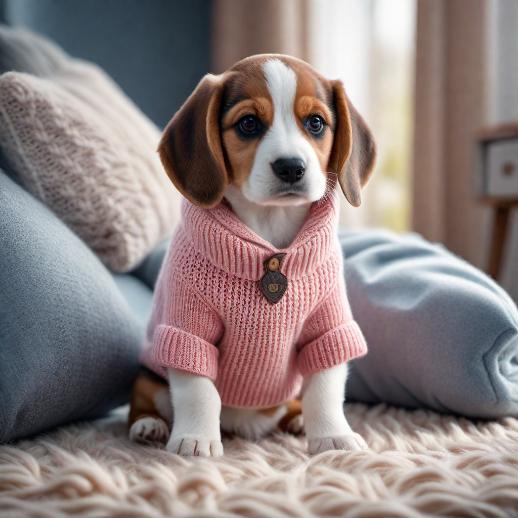 Charming Beagle Puppy in a Cozy Sweater