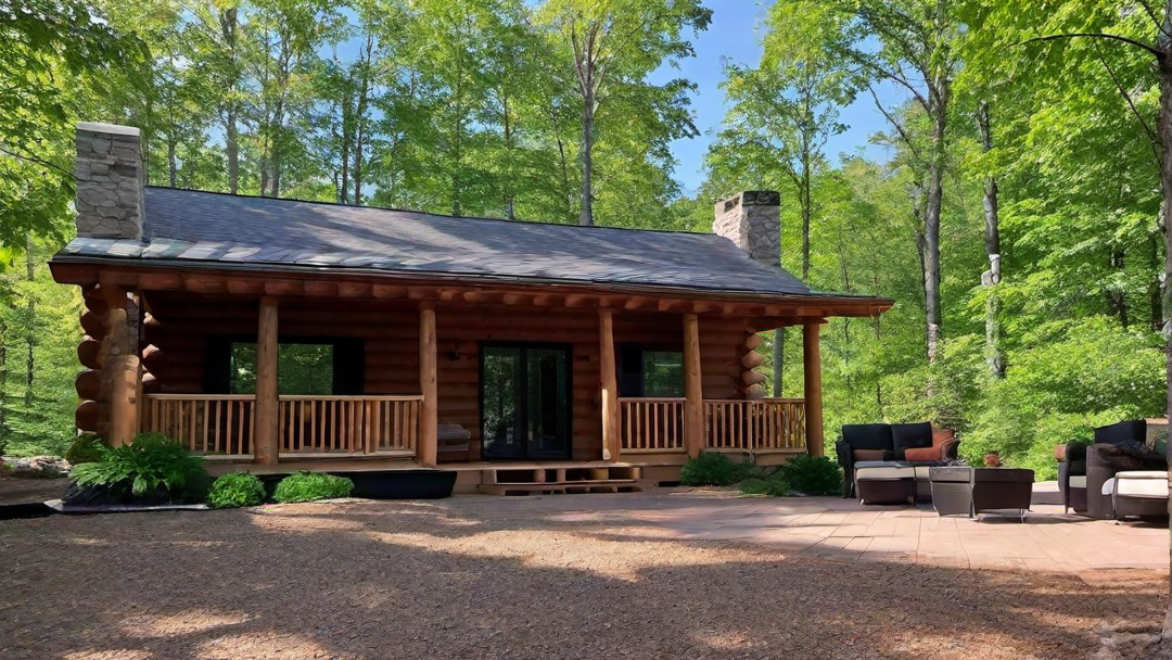 Spacious Patio with Log Furniture