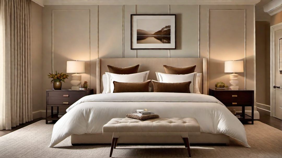 Cozy Comfort: Warm Toned Guest Room with Soft Lighting