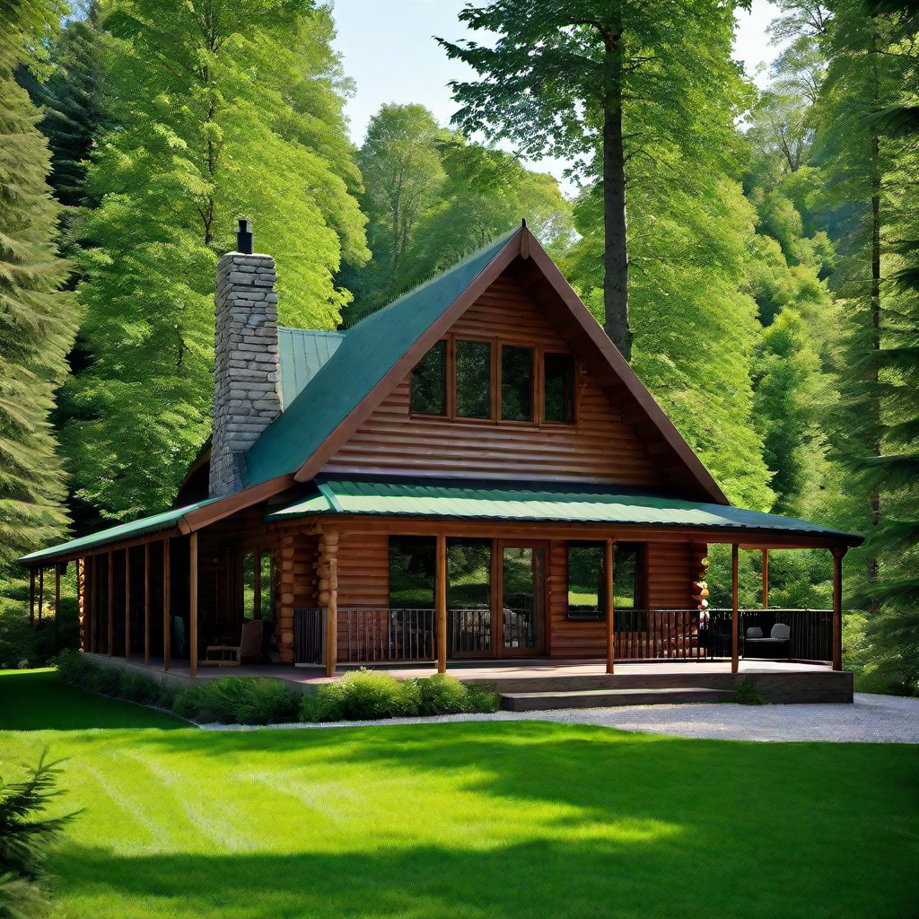 Forest Hideaway: Log Cabin Surrounded by Trees