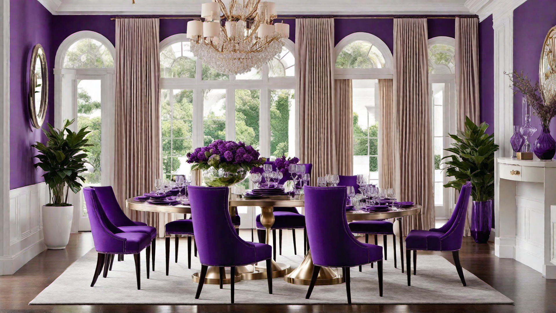 Elegant Purple Dining Table Set for Formal Gatherings