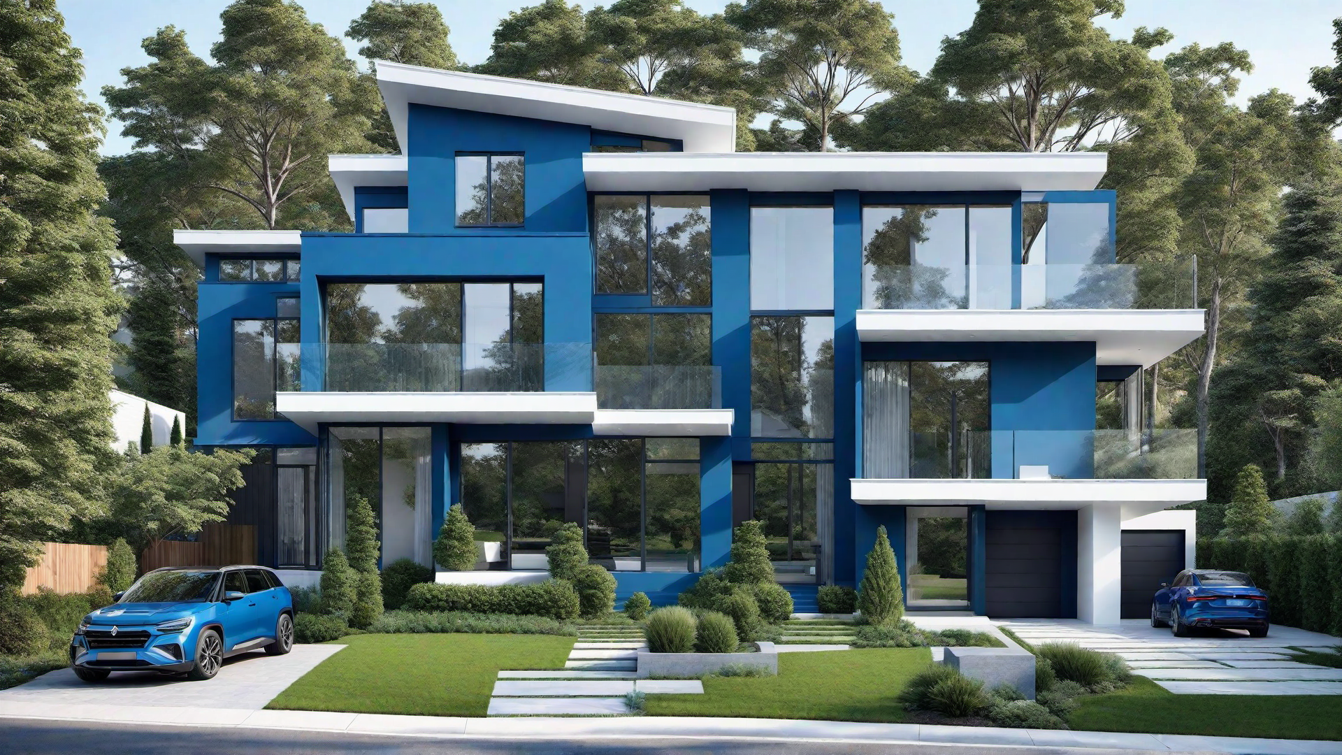 Modern Blue House with Minimalist Design