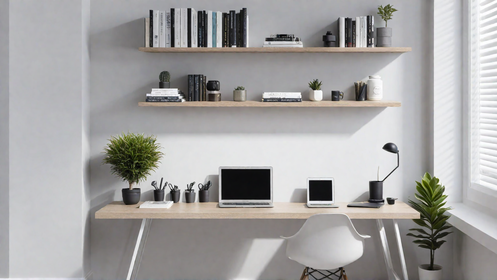 Minimalist Setup with Floating Shelves