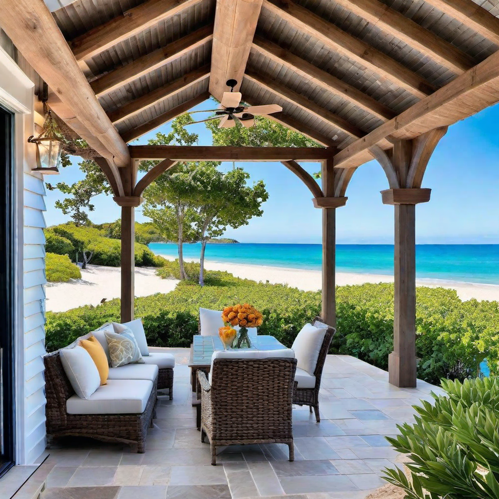 Beachfront Bliss: Coastal Pergola with Driftwood Accents