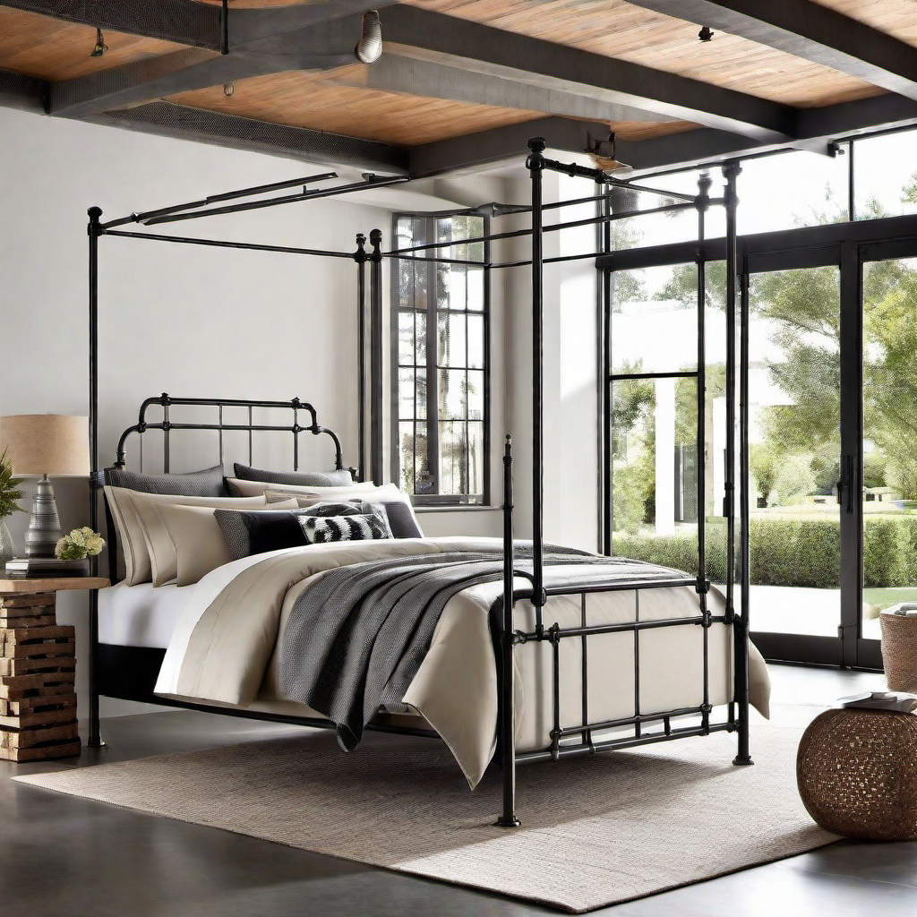 Vintage Industrial Appeal: Metal Bed Frame