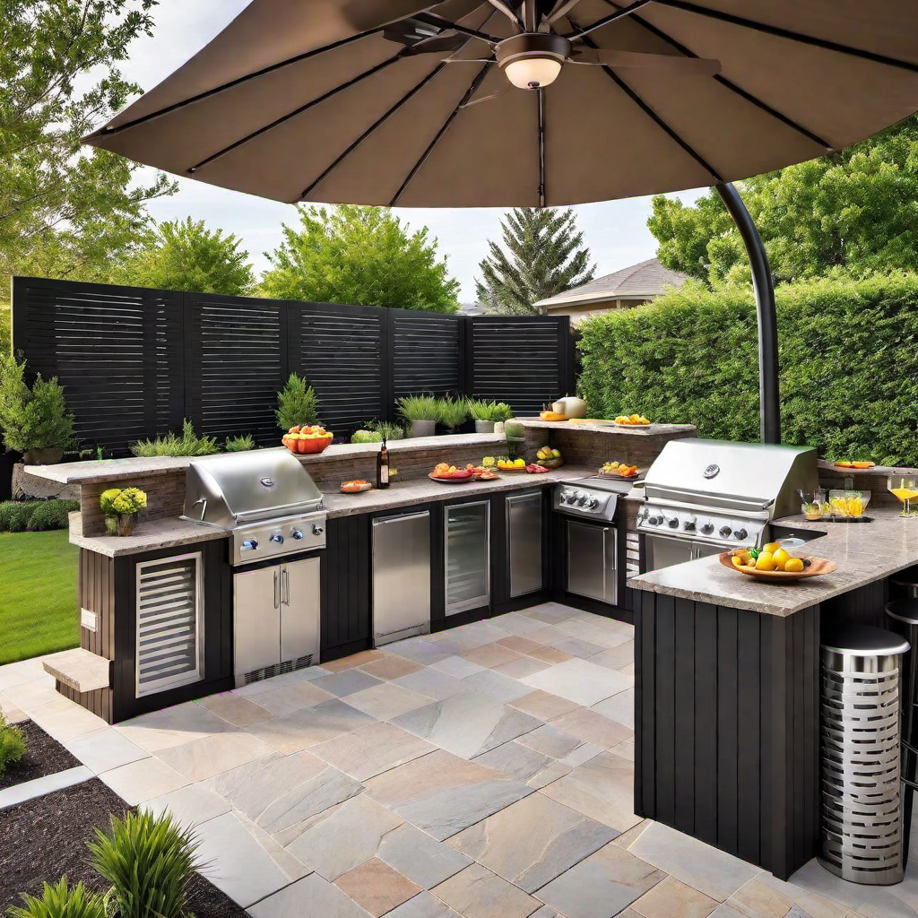 Outdoor Kitchen with Bar Seating: Socializing While Preparing Meals