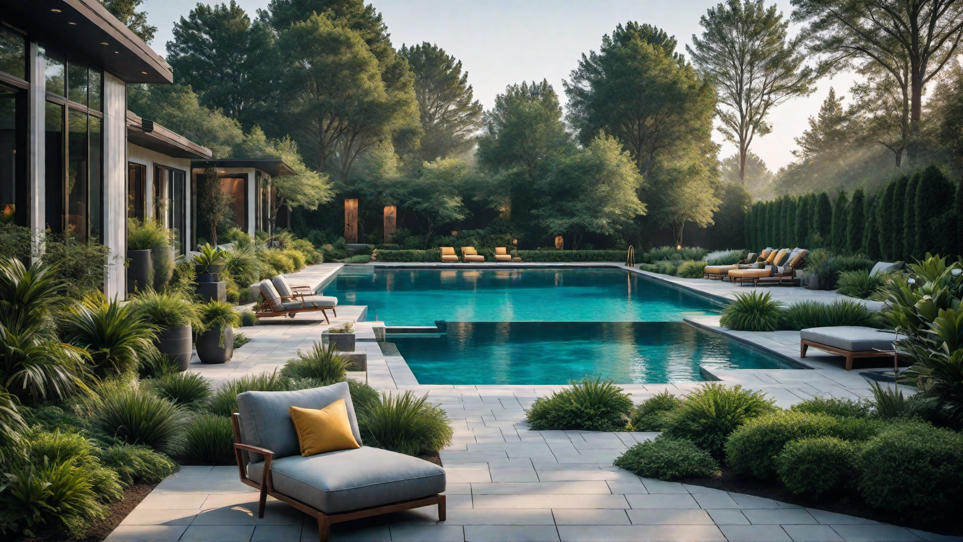 Art Deco Style Pool with Bold Patterns