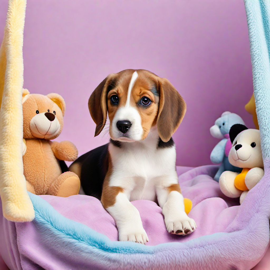 Little Beagle in a Puppy Playpen