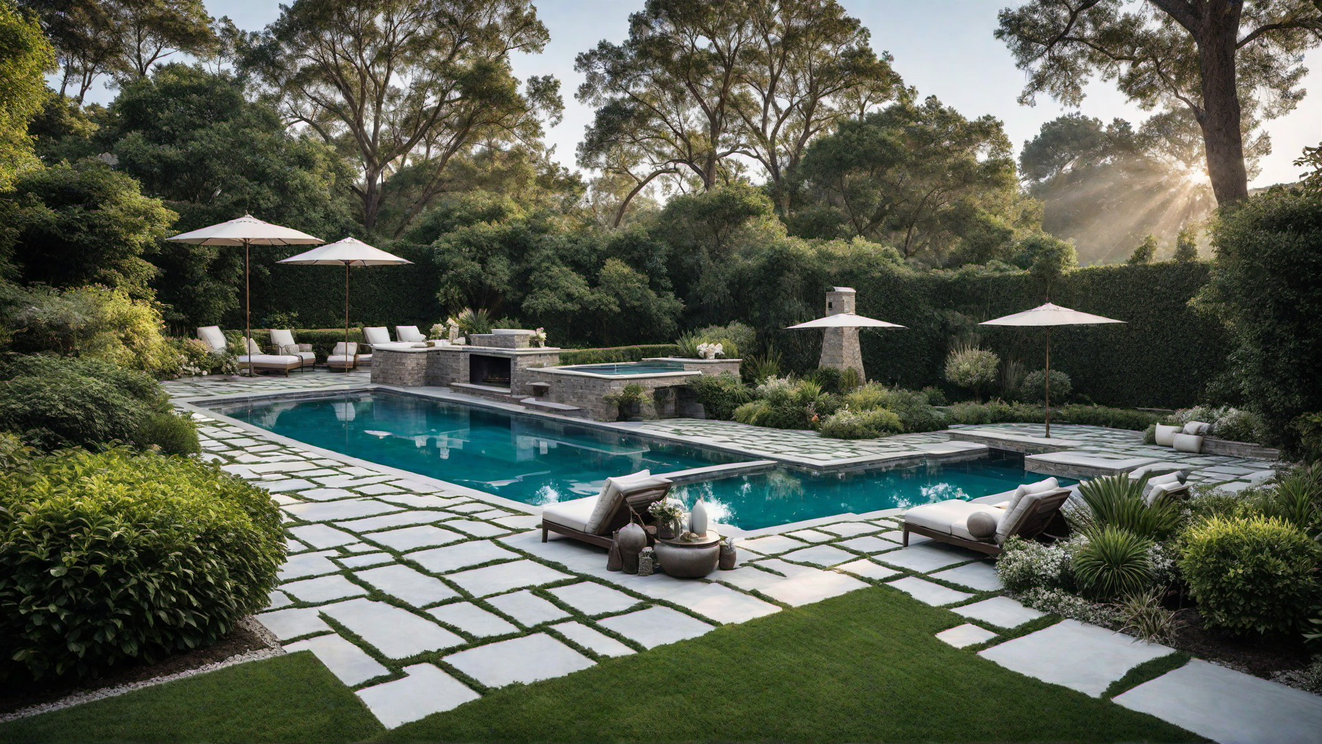 Pool with Glass Mosaic Tiles for Extra Shine