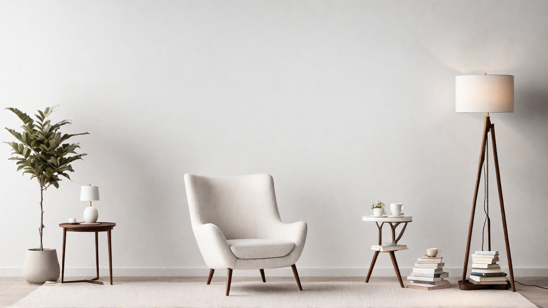 White Reading Nook with Comfy Armchair and Floor Lamp