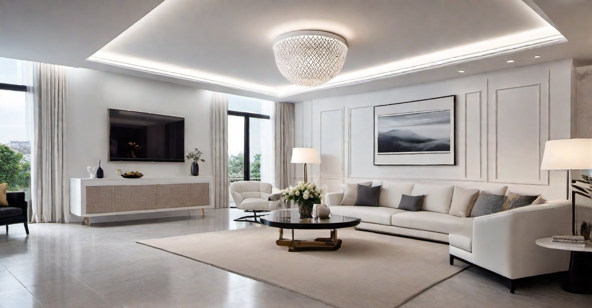 Contemporary Sophistication: Geometric Patterns in Gypsum Board False Ceiling