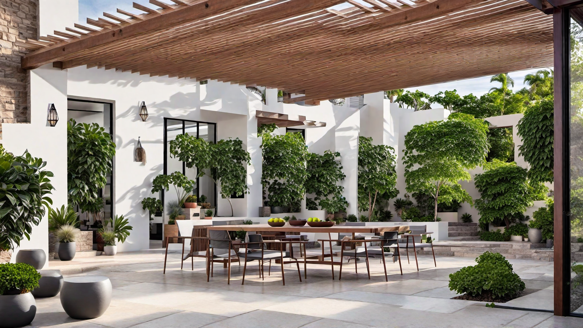 Modern Pergola with Rustic Elements
