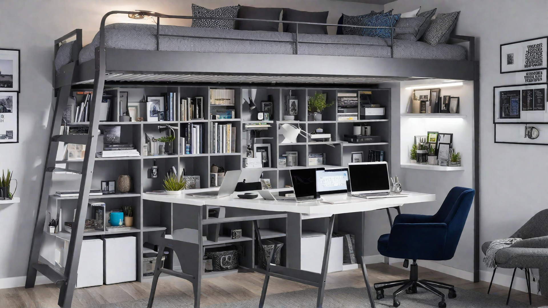 Using the Space Under a Loft Bed for an Office