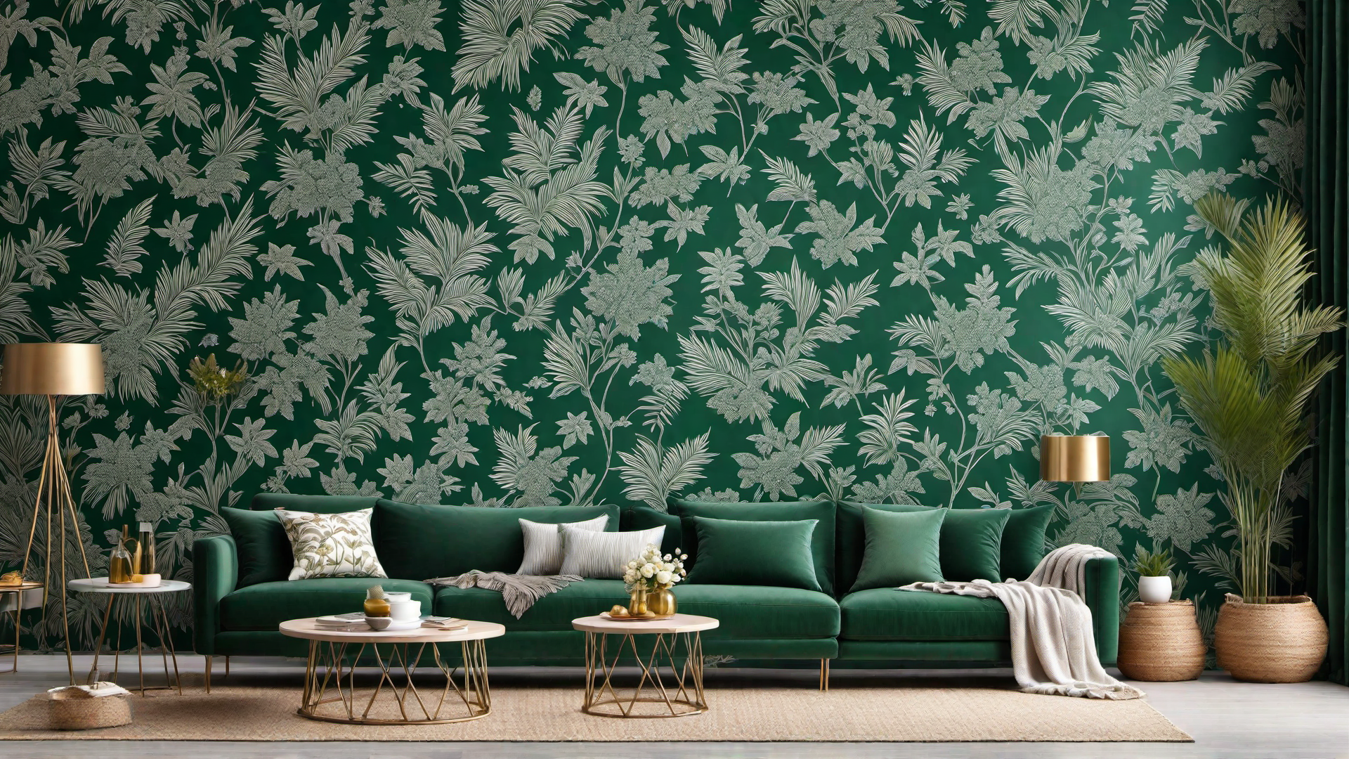 Forest Fantasy: Green Wallpaper with Nature Motifs