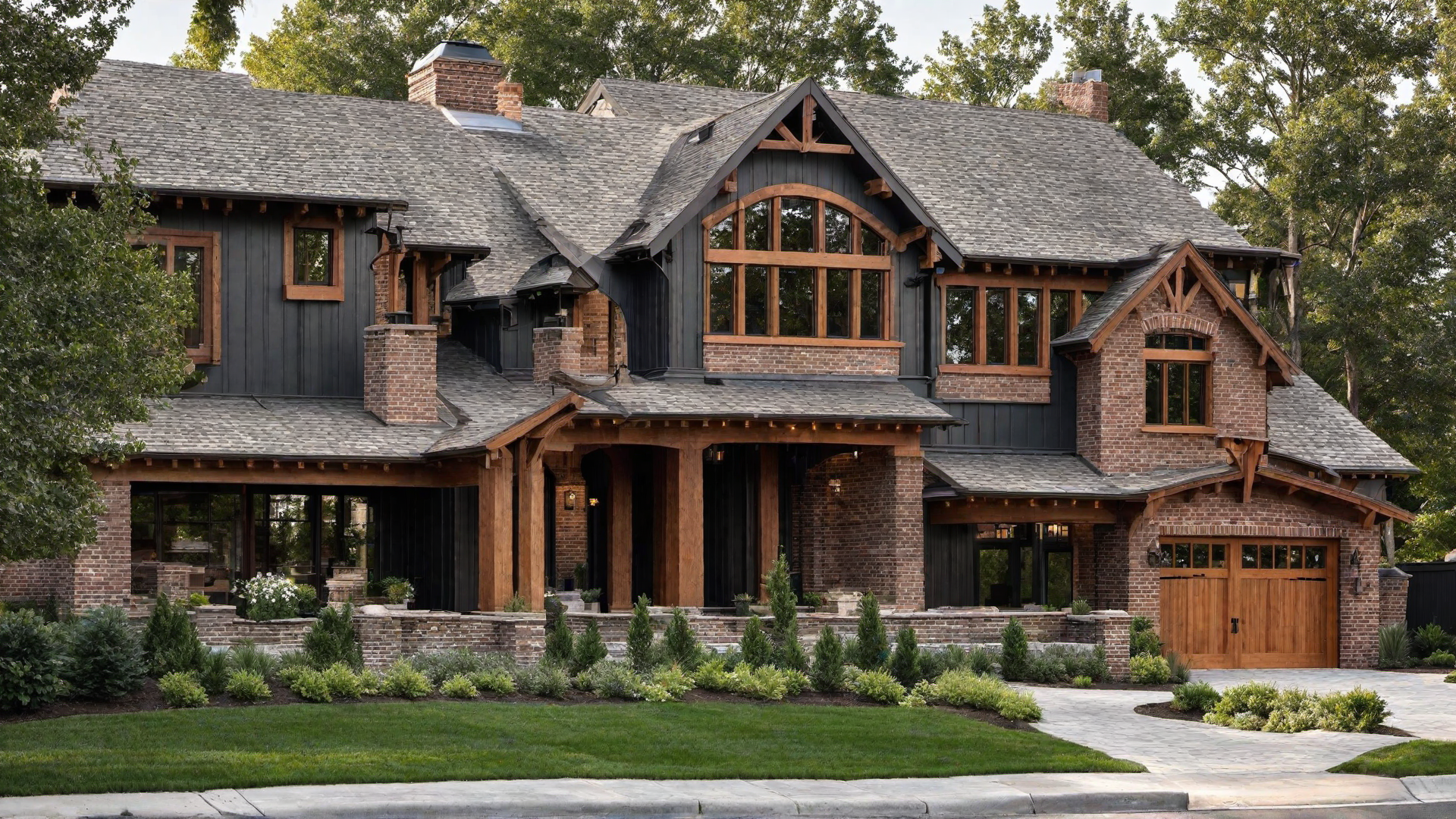 Exposed Brick Chimney: Rustic Element in Craftsman Exteriors