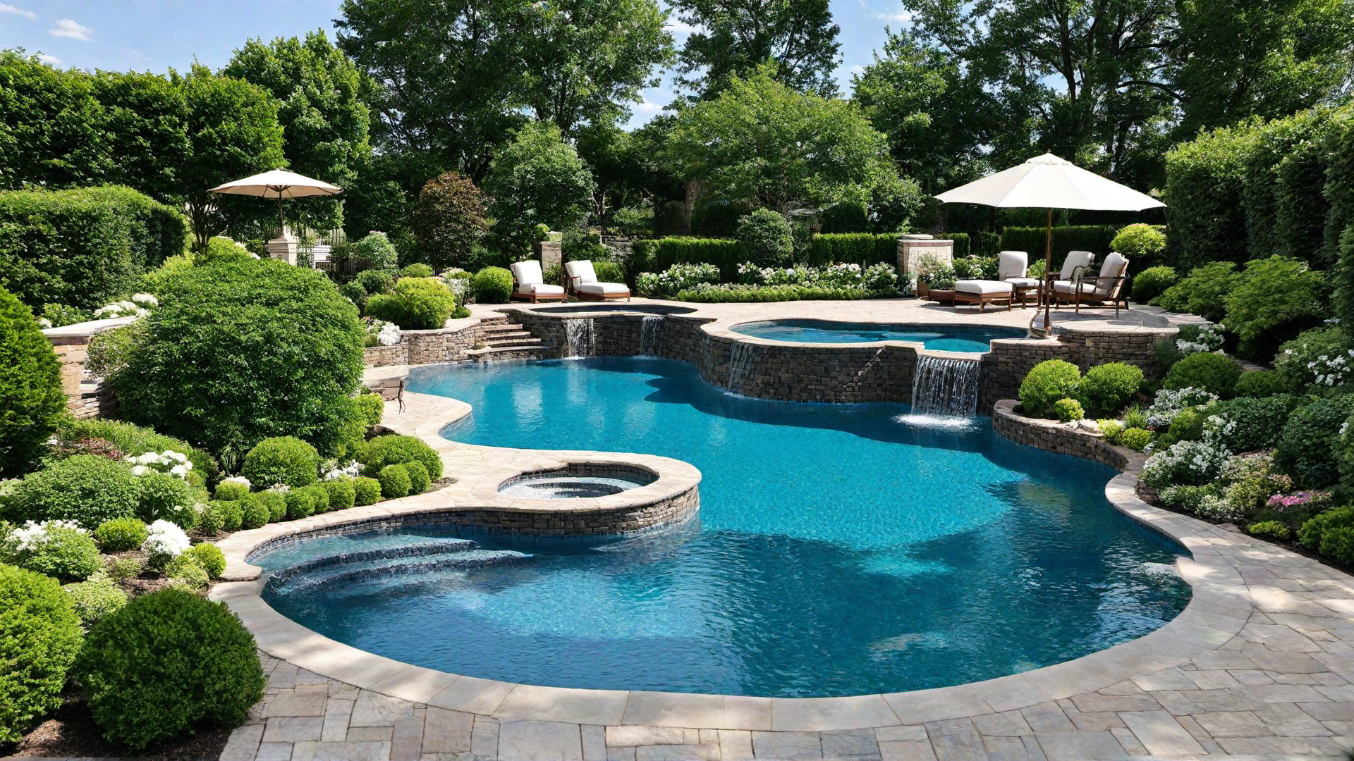 Natural Elegance: Freeform Pool Surrounded by Lush Landscaping