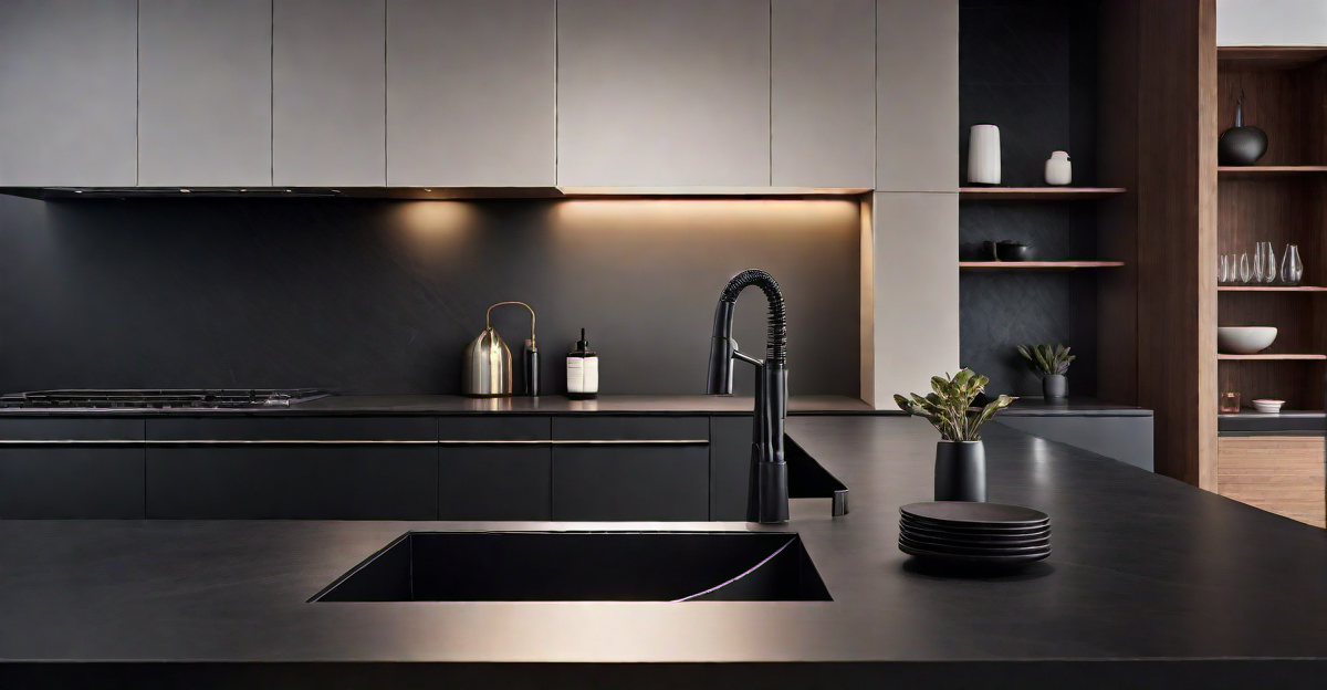 Understated Sophistication: Matte Black Granite Sink Ensemble
