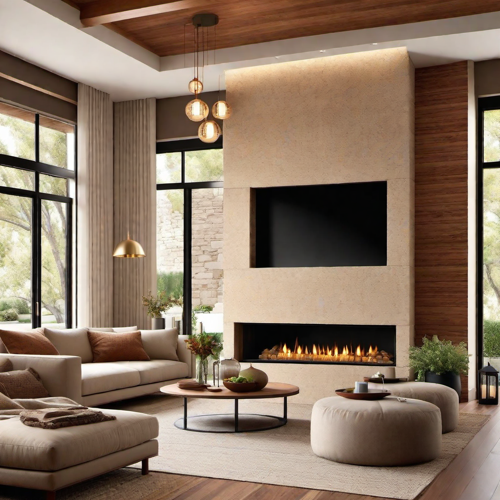 Warm and Inviting: Cozy Home Living Room with Fireplace