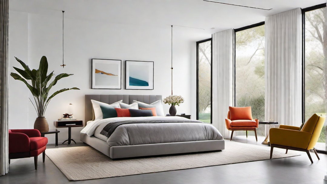 Minimalist Marvel: Pops of Color in a Minimalist Master Bedroom