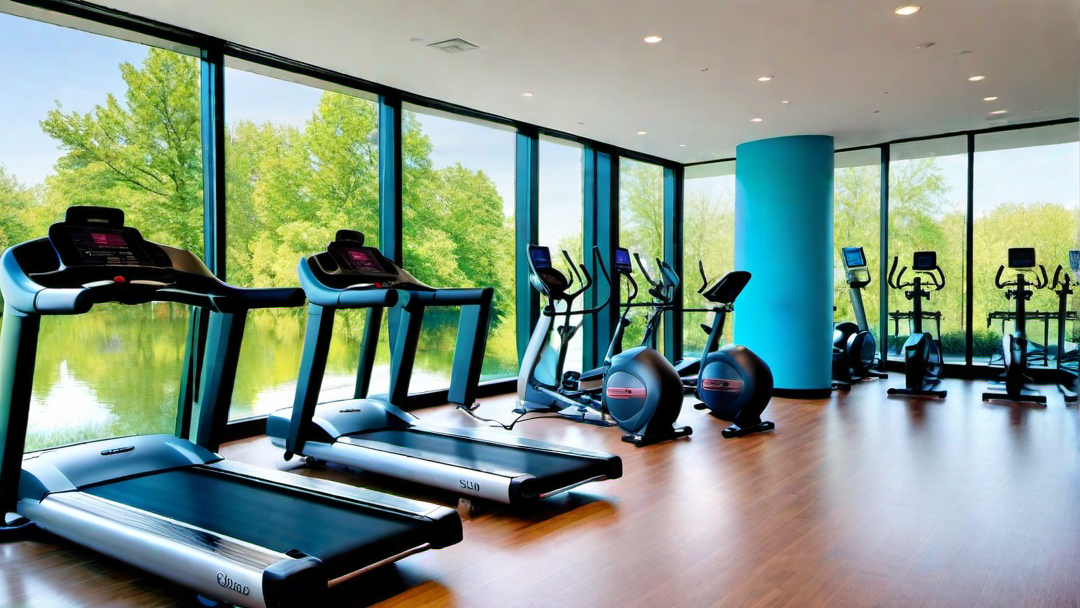 Virtual Workout Oasis: Fitness Room with Interactive Screens