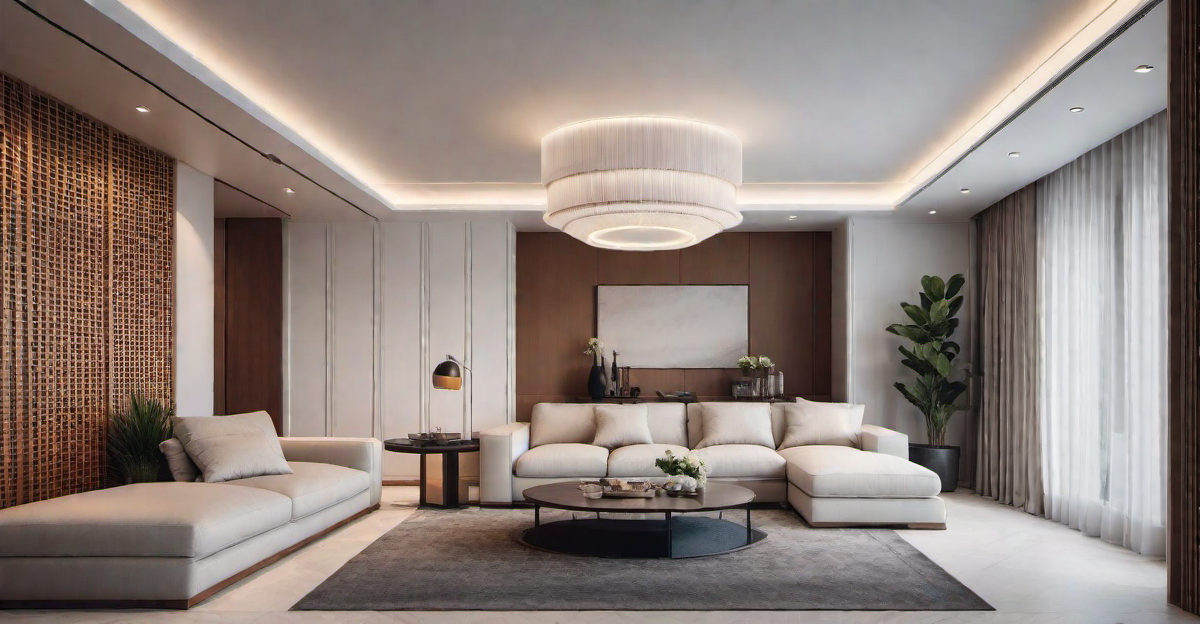 Seamless Integration: Gypsum Board False Ceiling Continuation to Walls