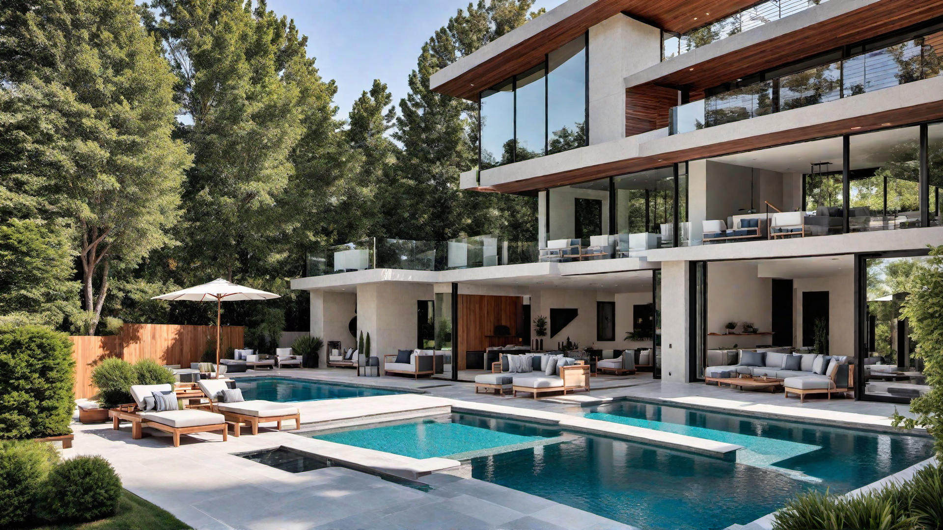 Modern Pool with Concrete and Wood Elements