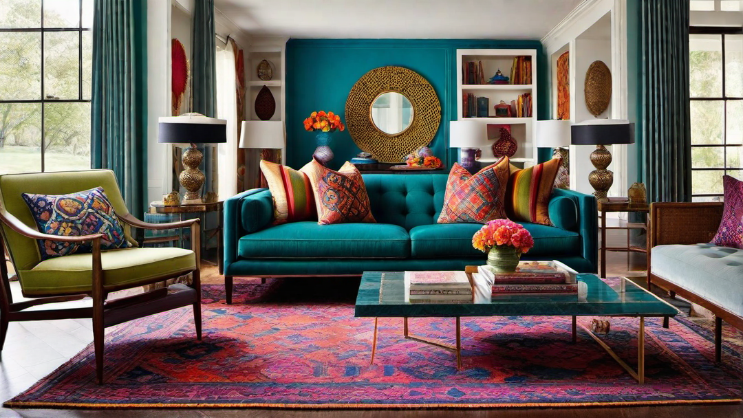 Farmhouse Fun: Vibrant Living Room with Vintage Touches