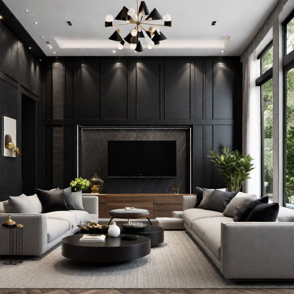 Contrast and Sophistication: Black Wall Living Room