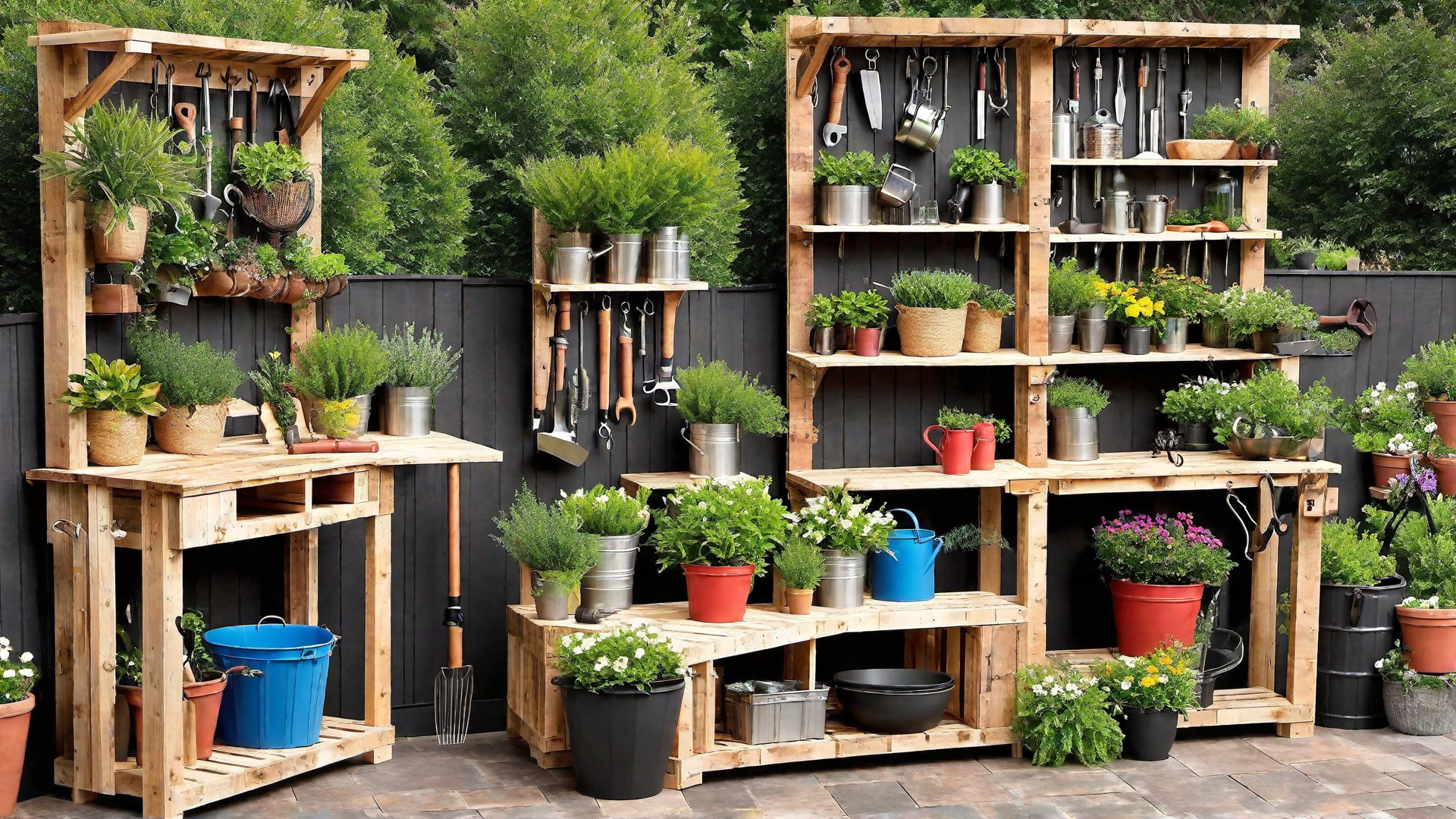 Rustic Pallet Garden Workbench