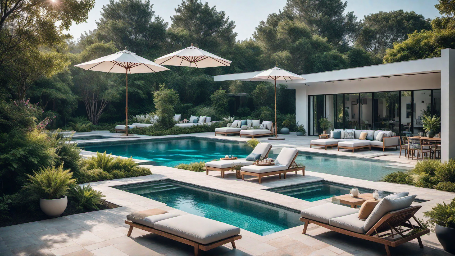 Vibrant Pool with Mosaic Art and Colorful Accents